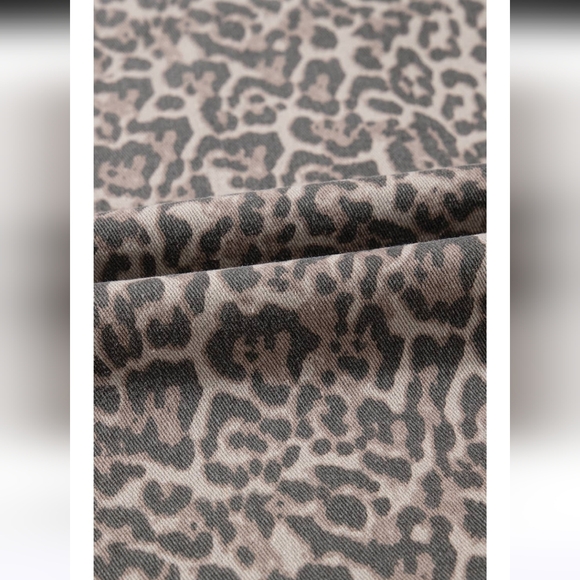 Leopard Print Wide Leg Denim Jeans Size 12 NWOT - Picture 4 of 14